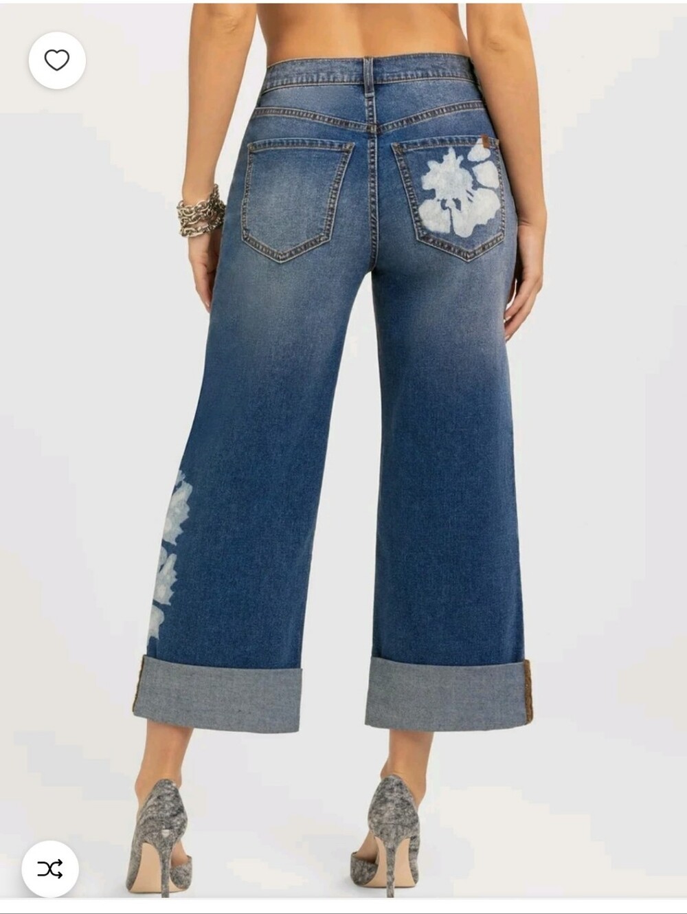 Jessica Simpson Blue Wide-Leg Floral Tie-Dye Jeans - Picture 2 of 8